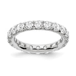 14k White Gold Polished Size 7.5 U-Shared Prong 3 carat Diamond Complete Eternity Band