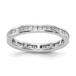 14k White Gold Polished Size 7 Channel-set 1 carat Princess Diamond Complete Eternity Band