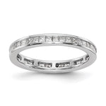 14k White Gold Polished Size 7.5 Channel-set 3 carat Princess Diamond Complete Eternity Band