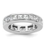 14k White Gold Polished Size 4.5 Channel-set 3 carat Princess Diamond Complete Eternity Band