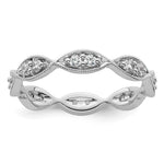 14k White Gold Polished Size 9 Vintage Pave 1/2 carat Diamond Complete Eternity Band