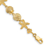 14k Polished Assorted Sea Shell Theme Bracelet