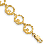 14K Diamond-cut Claddagh Circle Link Bracelet