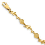 14K Polished Dolphin and Sea Shell Bracelet