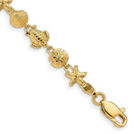 14k Polished and Textured Sea Life Bracelet