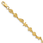 14K Polished and Textured Sea Life Bracelet
