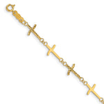 14k Polished Diamond-cut Crosses w/. Ext. Bracelet