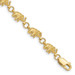 14k Polished and Textured Elephant Bracelet