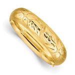 14k 11/16 Florentine Engraved Hinged Round Bangle Bracelet