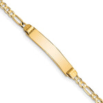 14k Polished Solid Chain/Solid Plate Figaro Link 24.5x Plate ID Bracelet