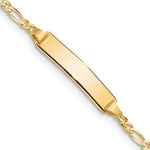 14k Polished Solid Chain/Solid Plate Figaro Link 19x Plate Baby/Child ID Bracelet