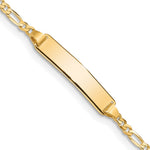 14k Polished Solid Chain/Solid Plate Figaro Link 19x Plate ID Bracelet