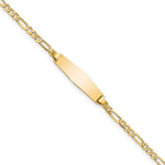 14k Soft Diamond Shape Figaro Link ID Bracelet