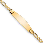 14k Polished Solid Chain/Solid Plate Figaro Link Soft Diamond Shape 33x Plate ID Bracelet