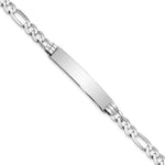14k White Gold Polished Solid Chain/Solid Plate Figaro Link 38.5x Plate ID Bracelet