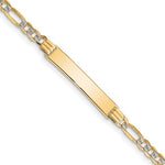 14k Polished with Rhodium PavÇ Solid Chain/Solid Plate Figaro Link 25.5x Plate ID Bracelet