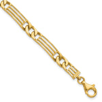 14k Polished Fancy Curb Link and Bars Bracelet