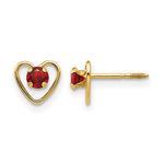 14k Madi K Round Genuine Garnet Birthstone Heart Screwback Post Earrings