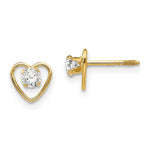 14k Madi K Genuine White Topaz Birthstone Heart Earrings