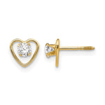 14k Madi K Round Genuine White Topaz Birthstone Heart Screwback Post Earrings