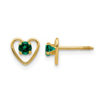14k Madi K Round Lab Created Emerald Birthstone Heart Screwback Post Earrings