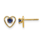 14k Madi K Round Lab Created Sapphire Birthstone Heart Screwback Post Earrings