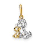 14K and White Rhodium Madi K CZ Dog and Puppy Pendant