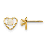 14k Madi K Round Imitation Opal Birthstone Heart Screwback Post Earrings