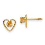 14k Madi K Genuine Citrine Birthstone Heart Earrings