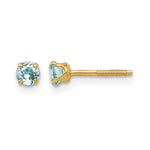 14k Madi K Round Aquamarine Birthstone Screwback Post Earrings