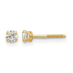 14k Madi K Round White Zircon Birthstone Screwback Post Earrings