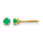 14k Madi K Round Emerald Birthstone Screwback Post Earrings