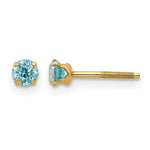 14k Madi K Round Blue Zircon Birthstone Screwback Post Earrings