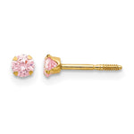 14k Madi K Pink CZ Screwback Post Earrings