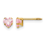 14k Madi K Pink CZ Heart Post Earrings