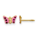 14k Madi K Pink Enameled Butterfly Post Earrings