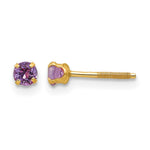 14k Madi K Round Imitation Amethyst February Birthstone Screwback Post Earrings