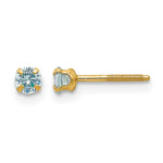 14k Madi K Round Imitation Aquamarine March Birthstone Screwback Post Earrings