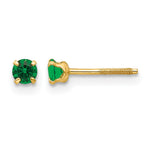14k Madi K Round Imitation Emerald May Birthstone Screwback Post Earrings