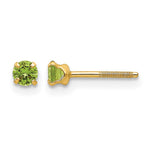 14k Madi K Round Imitation Peridot August Birthstone Screwback Post Earrings