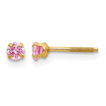14k Madi K Round Imitation Pink Tourmaline October Birthstone Screwback Post Earrings