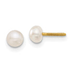 14k Madi K 4- White Button Freshwater Cultured Pearl Screwback Post Earrings
