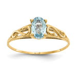 14k Madi K 6x Oval Synthetic Aquamarine Birthstone Size 5 Ring
