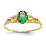 14k Madi K 6x Oval Synthetic Emerald Birthstone Size 5 Ring
