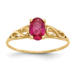 14k Madi K 6x Oval Synthetic Ruby Birthstone Size 5 Ring