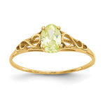 14k Madi K 6x Oval Synthetic Peridot Birthstone Size 5 Ring