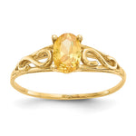 14k Madi K 6x Oval Synthetic Citrine Birthstone Size 5 Ring