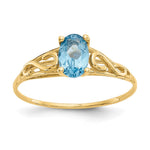 14k Madi K 6x Oval Synthetic Blue Zircon Birthstone Size 5 Ring
