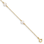 14k Madi K 5- White Near-Round Freshwater Cultured Pearl 3-Station Bracelet