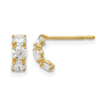 14k Madi K CZ Three Stone Post Earrings
